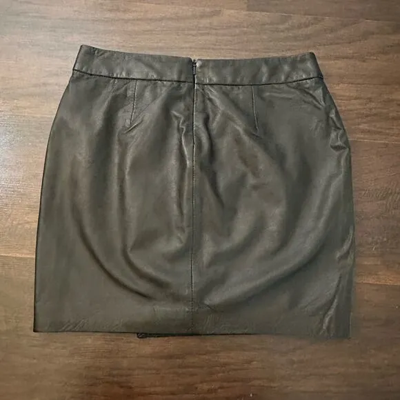 Maison Scotch Miami Deco black leather mini skirt size P
