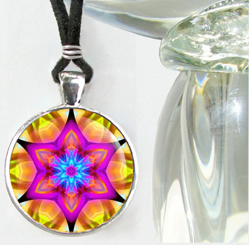 Mandala Chakra Necklace, Reiki Jewelry, Sacred Geometry Art - "Connections"