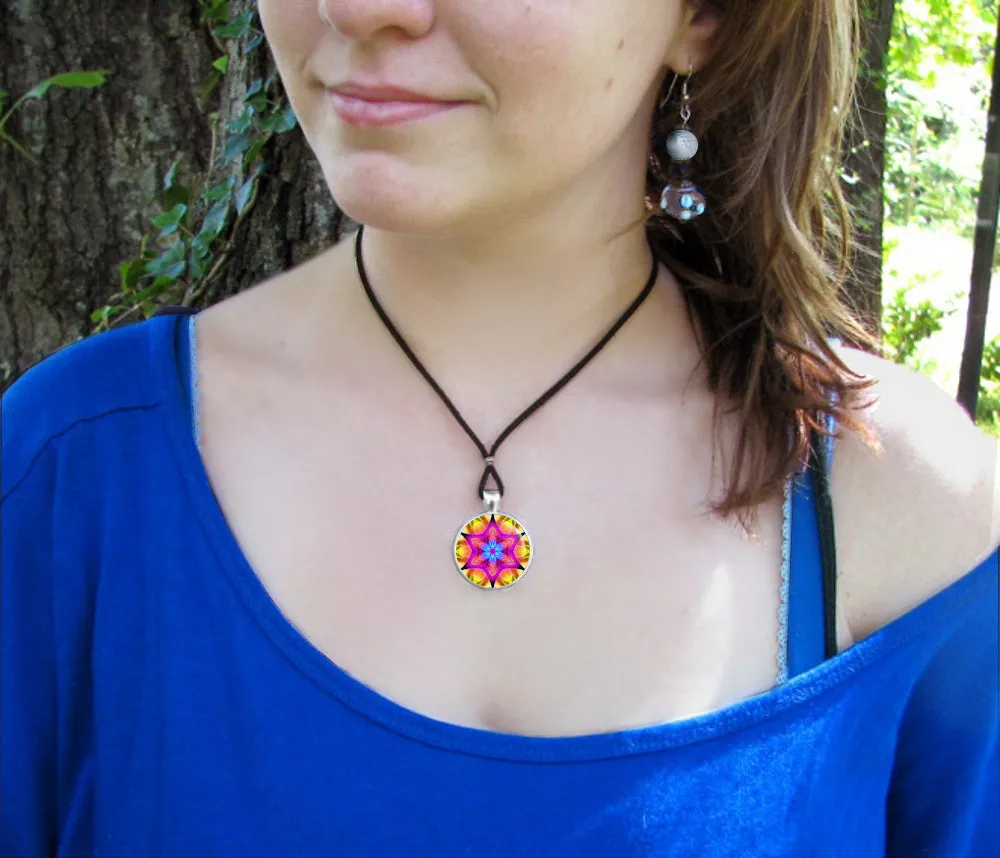 Mandala Chakra Necklace, Reiki Jewelry, Sacred Geometry Art - "Connections"