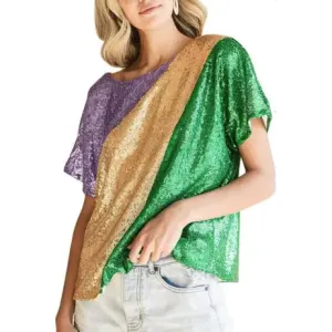 Mardi Gras Sequins Block Top