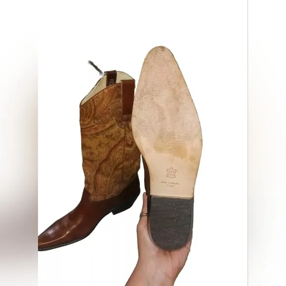 Matisse Tapestry Brown Leather Vero Cuoio Western Boots | Women's‎ Size 7.5 M