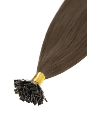 Medium Brown (#4) Remy Royale Flat Tip Hair Extensions