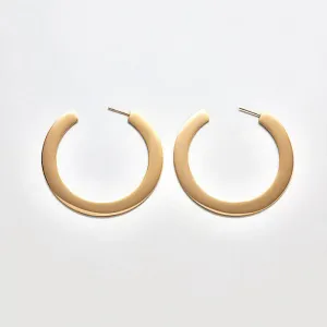 Medium Gold Flat Hoop Earrings