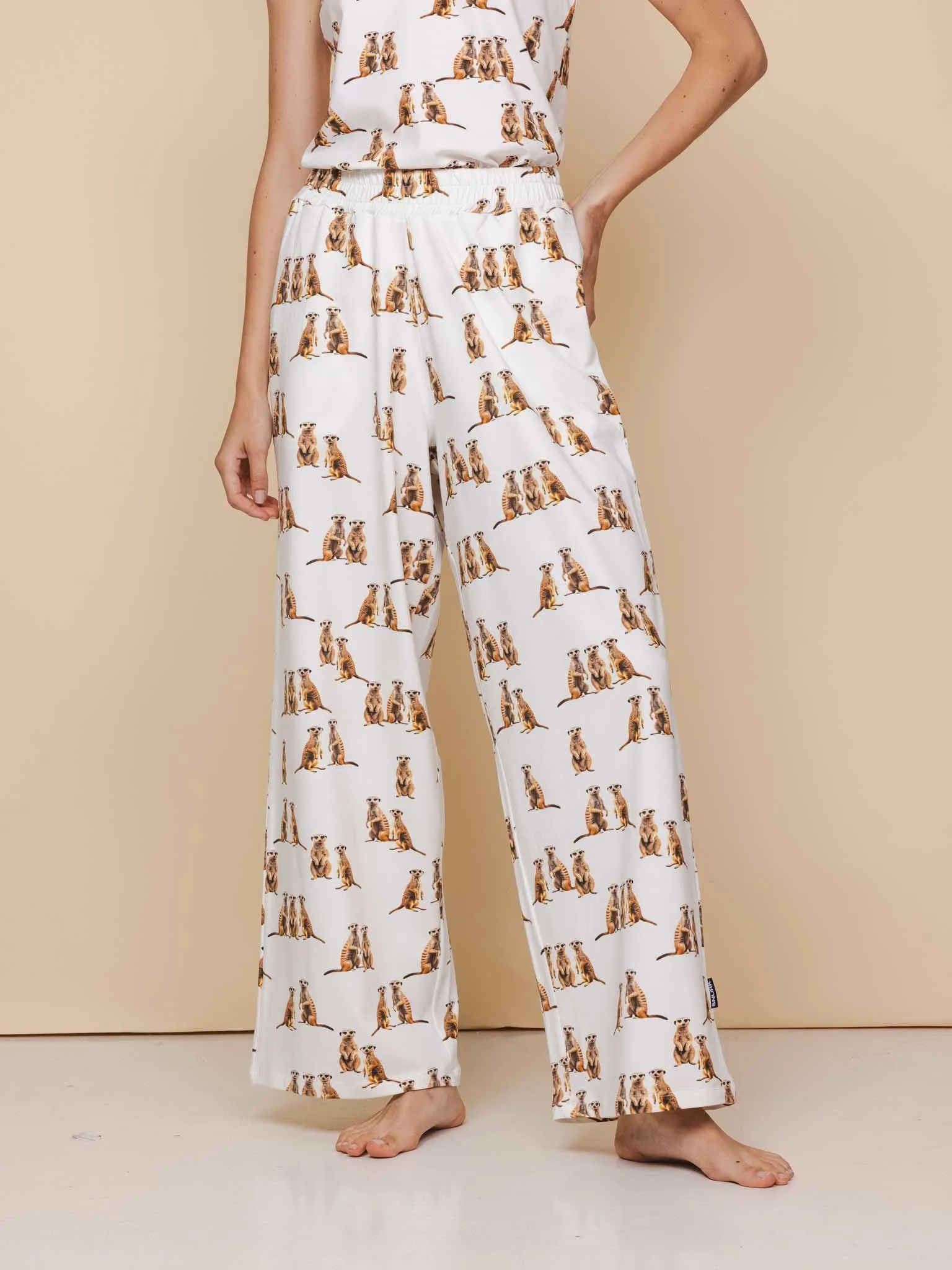 Meerkats Topje en Wijde broek set Dames