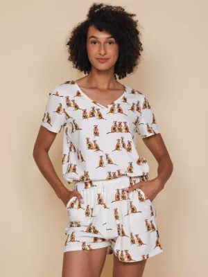 Meerkats V-neck T-shirt en Shorts set Dames