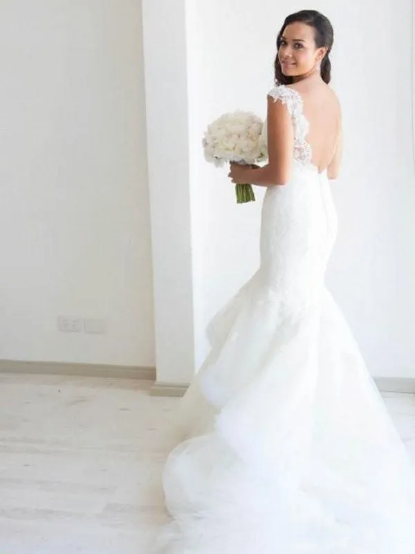Mermaid Sexy Lace Appliques Sweetheart Backless Long Wedding Dresses, WD0395