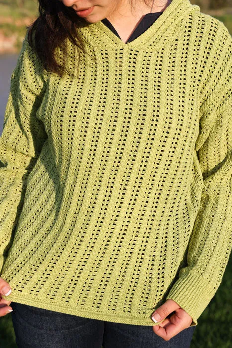 Mesh Sweater In Pear Green