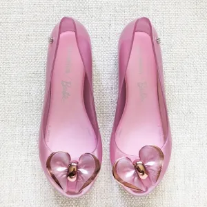 Mini Melissa X Barbie Ultragirl Collab Ballerinas / Flats in Pearly Pink Girls 3