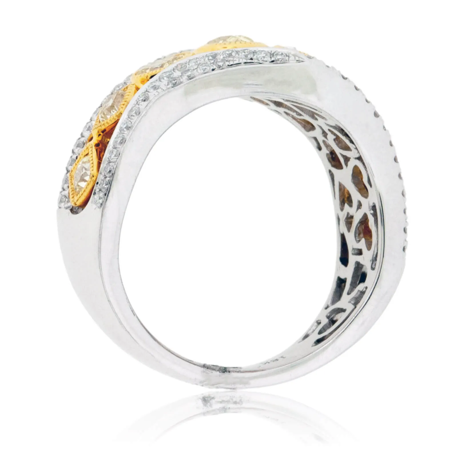 Mixed Cut Yellow Diamonds & Diamond Fashion Ring