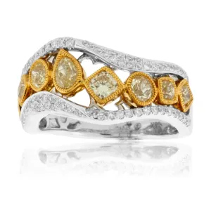 Mixed Cut Yellow Diamonds & Diamond Fashion Ring