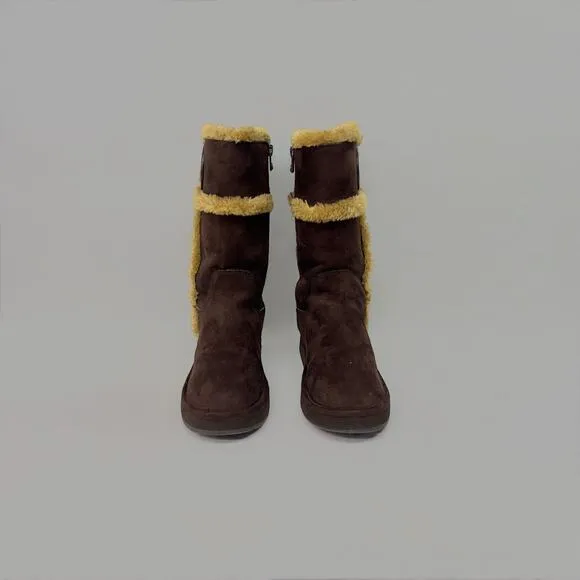 MK Michael Kors Alina Girls’ Brown Faux Fur Boots - Size 2