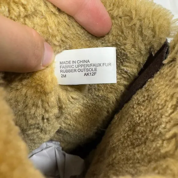 MK Michael Kors Alina Girls’ Brown Faux Fur Boots - Size 2