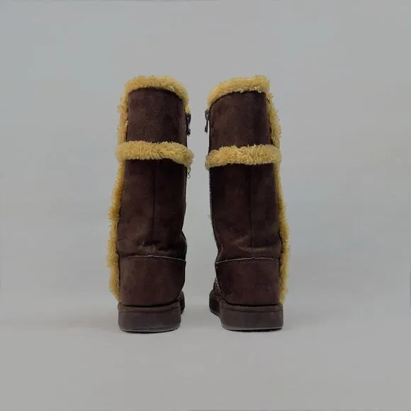 MK Michael Kors Alina Girls’ Brown Faux Fur Boots - Size 2