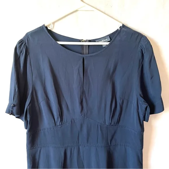 Modcloth Navy Blue The Keyhole Story A-Line Dress Size 14 Women Short Sleeve