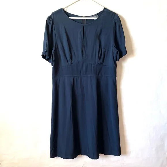 Modcloth Navy Blue The Keyhole Story A-Line Dress Size 14 Women Short Sleeve