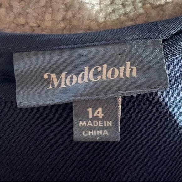 Modcloth Navy Blue The Keyhole Story A-Line Dress Size 14 Women Short Sleeve
