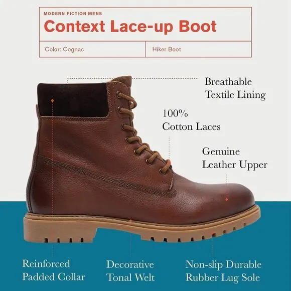 Modern Fiction Men's Casual Leather Cognac Brown Non Slip Boot Size 11 NEW