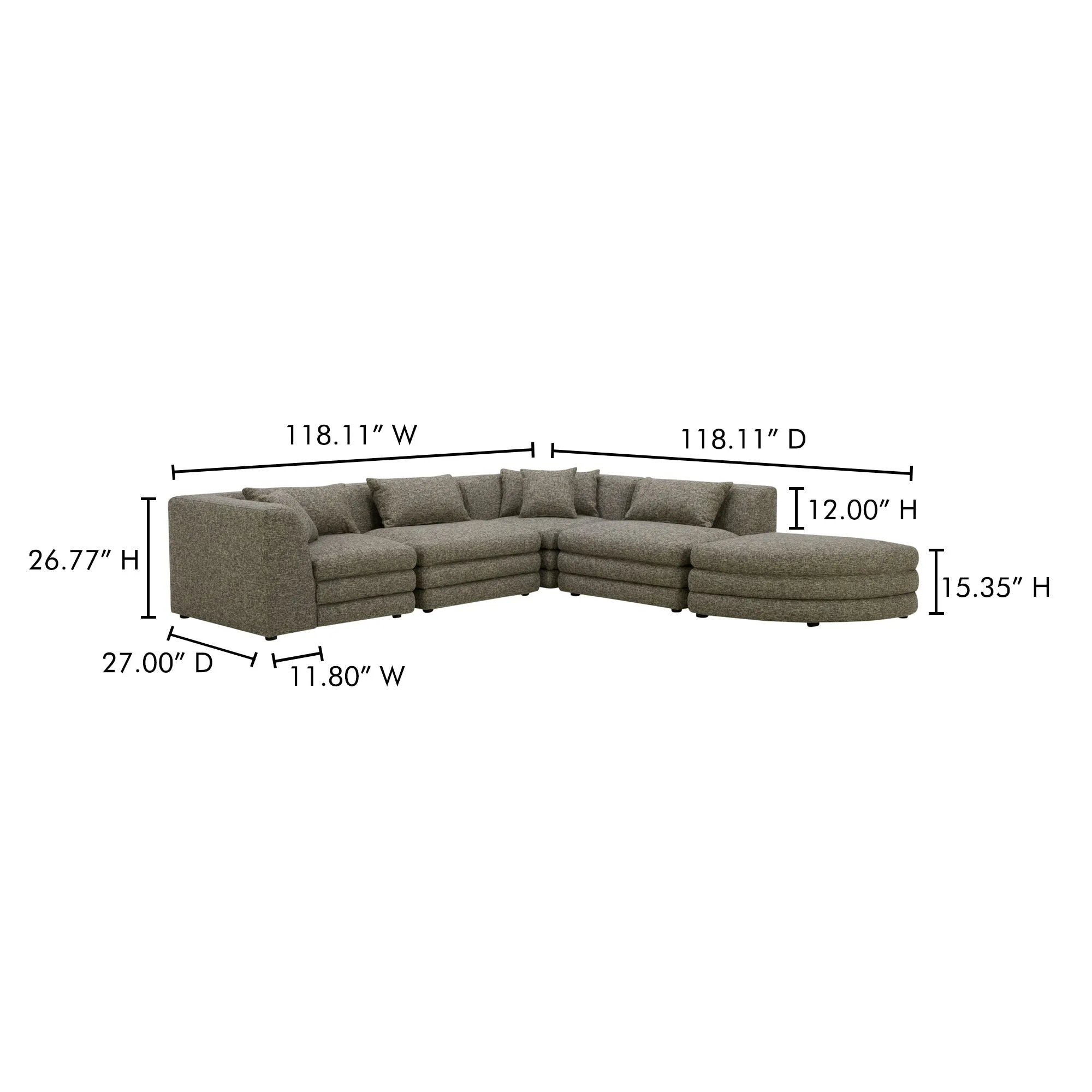 Moe's Home Collection Lowtide Alcove Modular Sectional