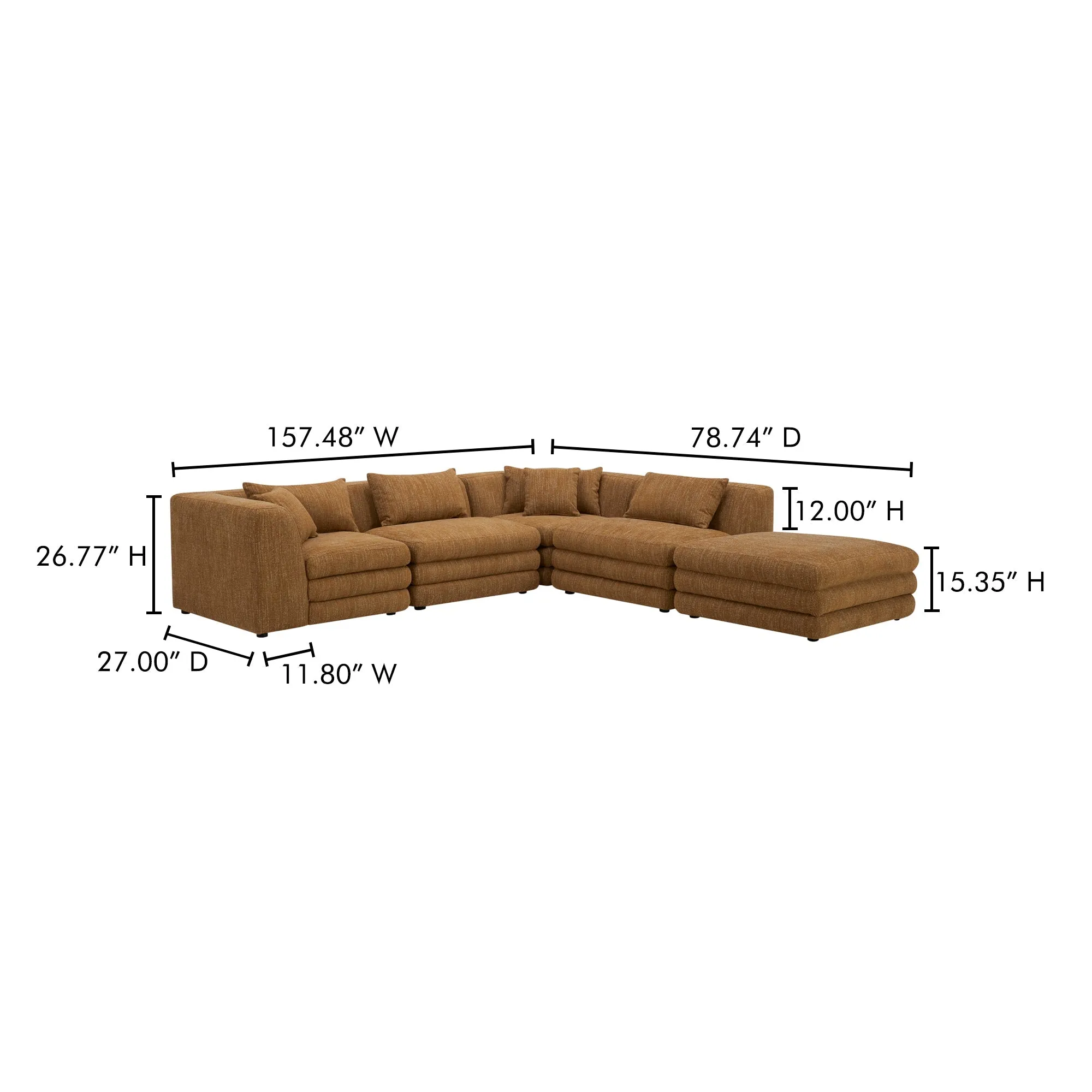 Moe's Home Collection Lowtide Amber Glow Dream Modular Sectional