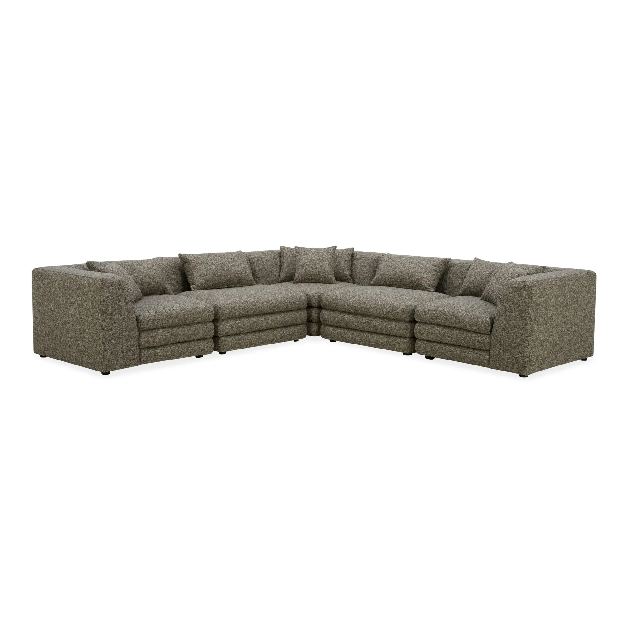 Moe's Home Collection Lowtide Classic Stone Tweed L-Shaped Modular Sectional