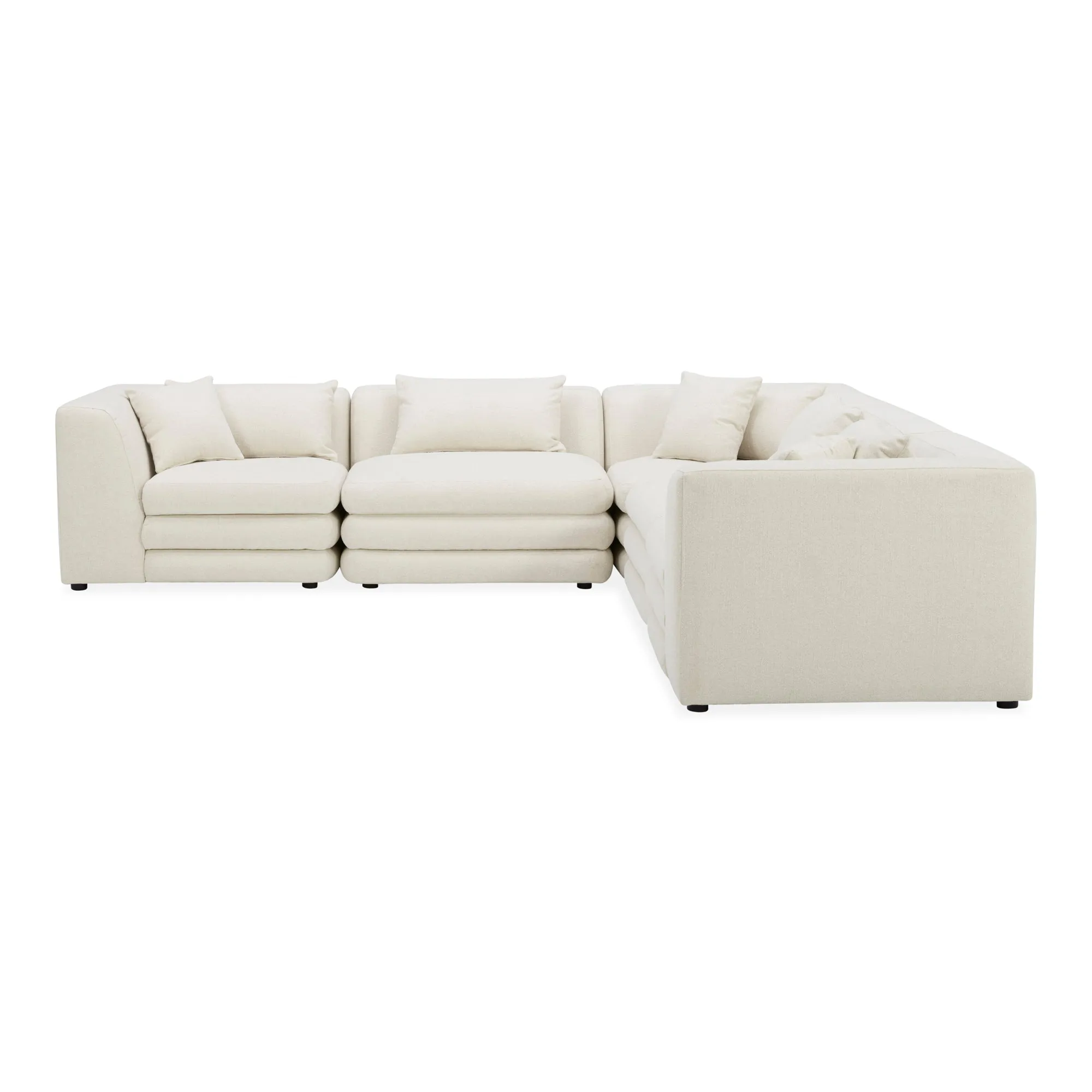 Moe's Home Collection Lowtide Classic Warm White L-Shaped Modular Sectional