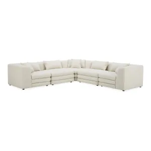Moe's Home Collection Lowtide Classic Warm White L-Shaped Modular Sectional