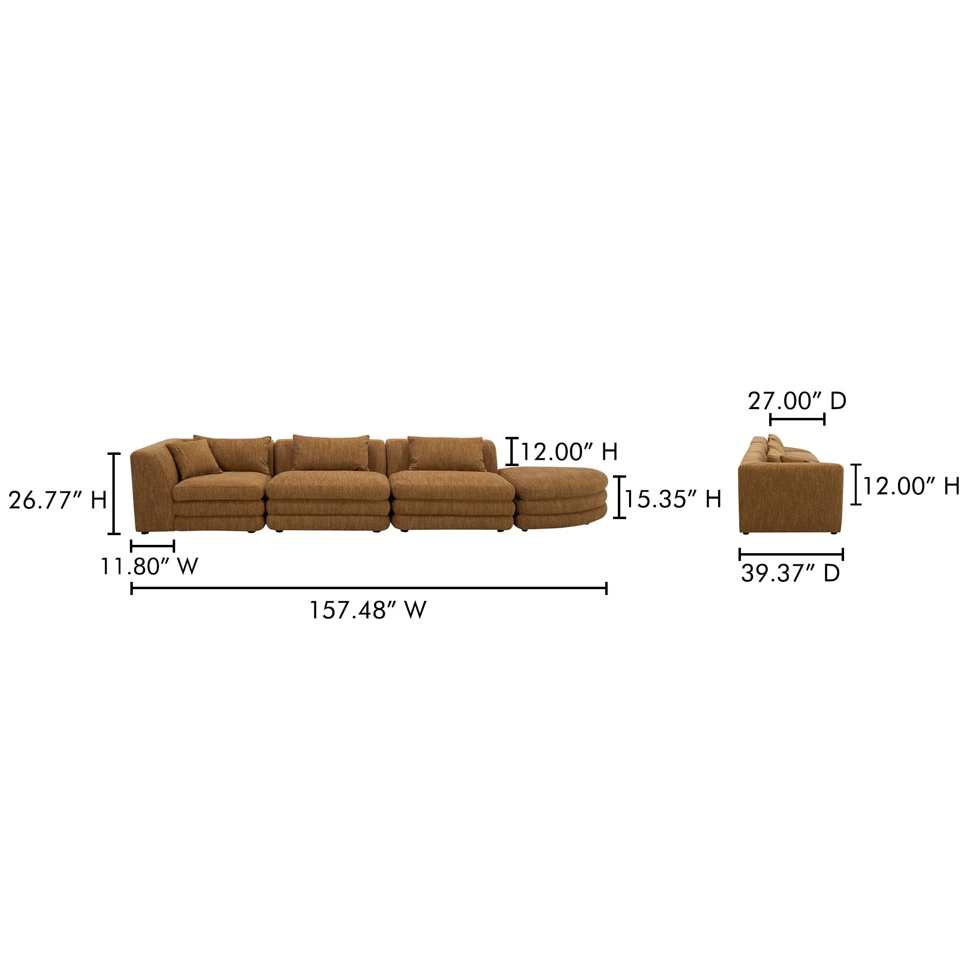 Moe's Home Collection Lowtide Linear Amber Glow Modular Sectional