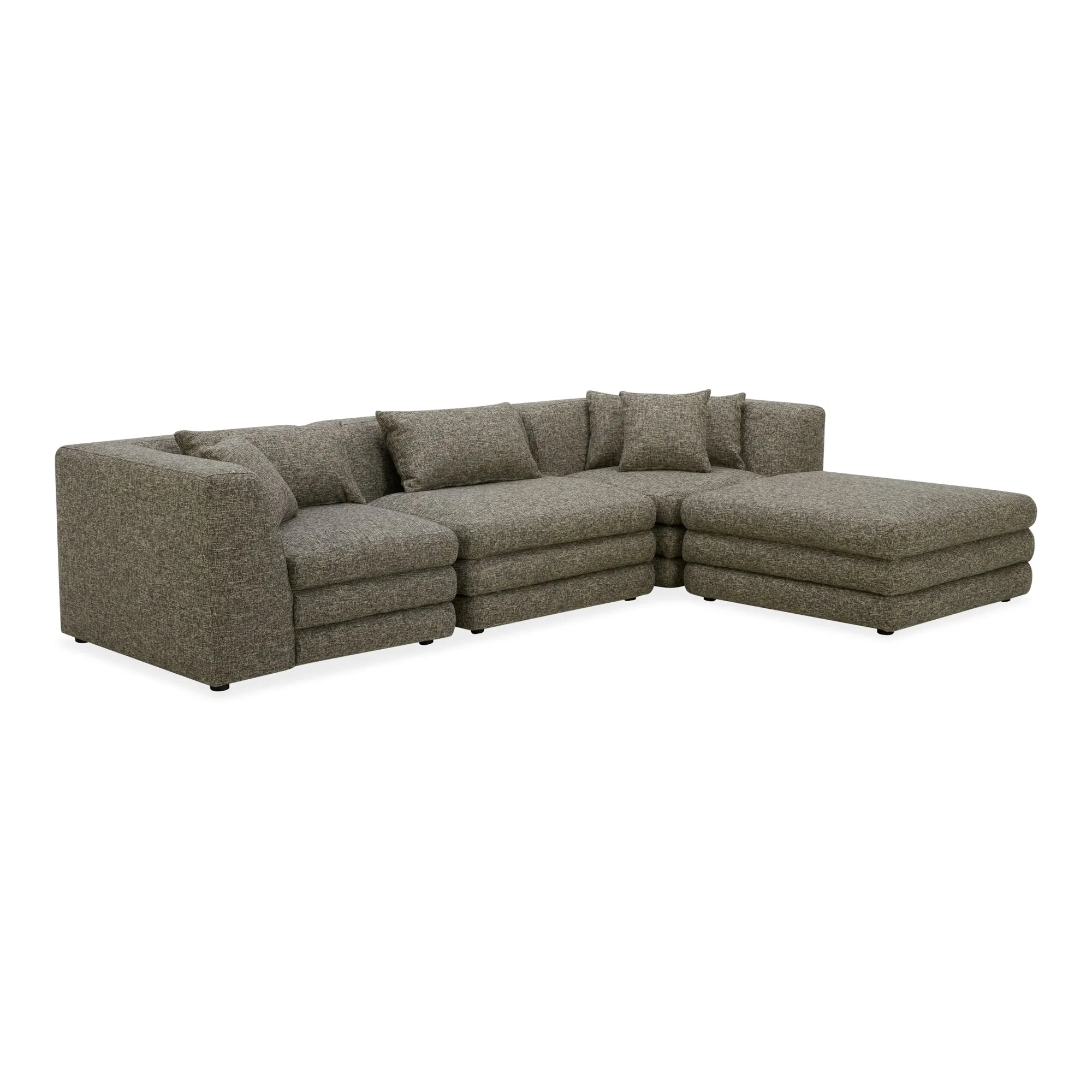 Moe's Home Collection Lowtide Lounge Stone Tweed Modular Sectional
