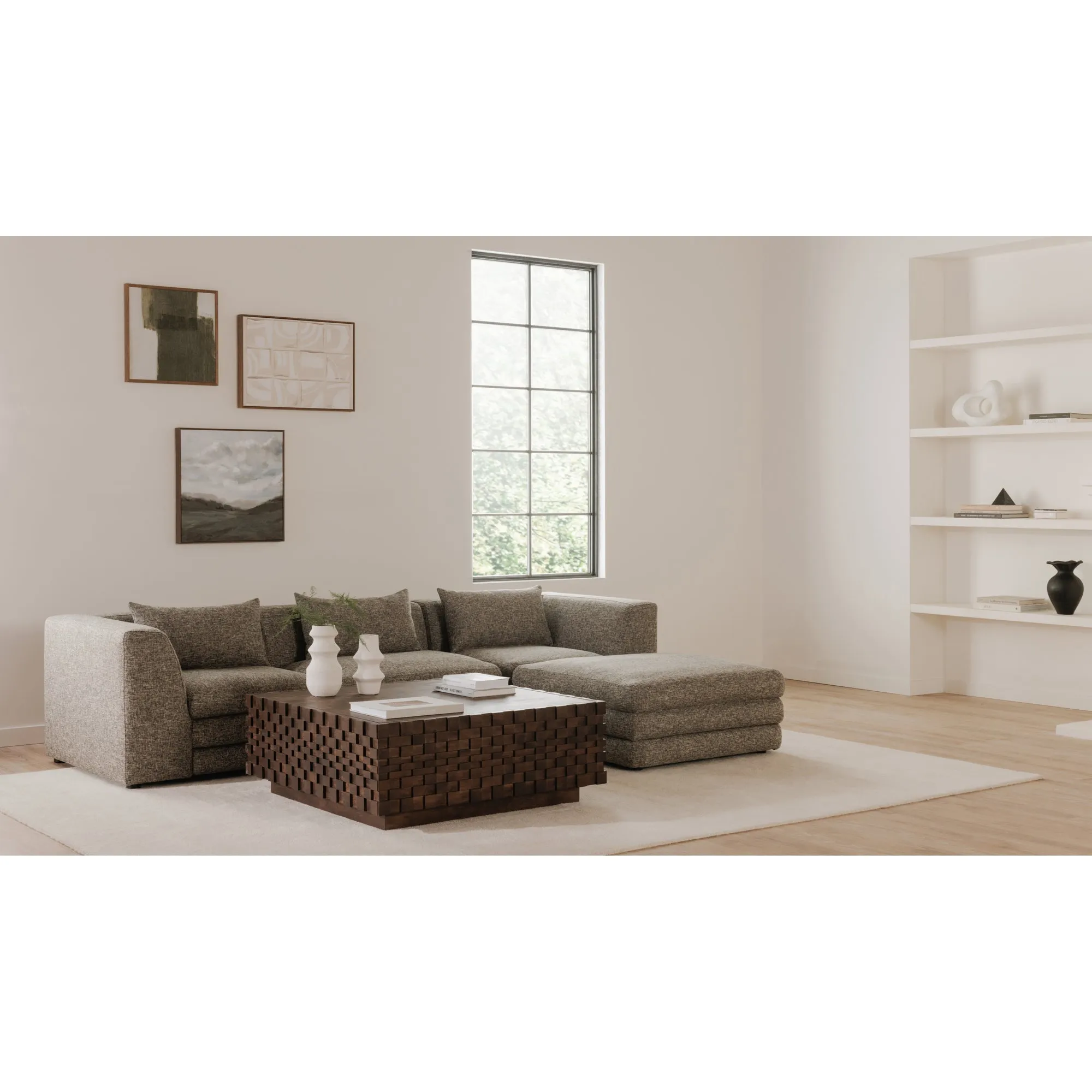 Moe's Home Collection Lowtide Lounge Stone Tweed Modular Sectional