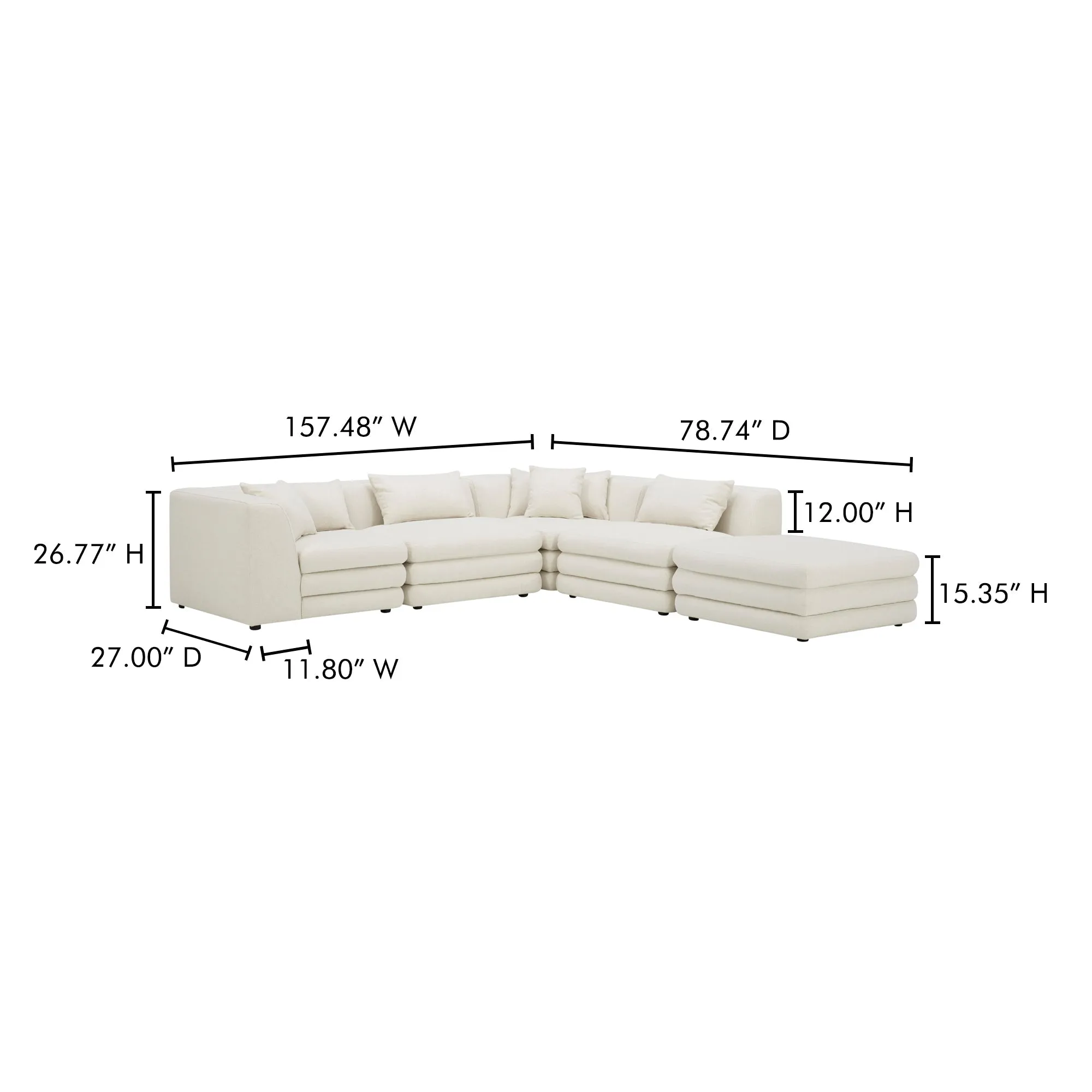 Moe's Home Collection Lowtide Warm White Dream Modular Sectional