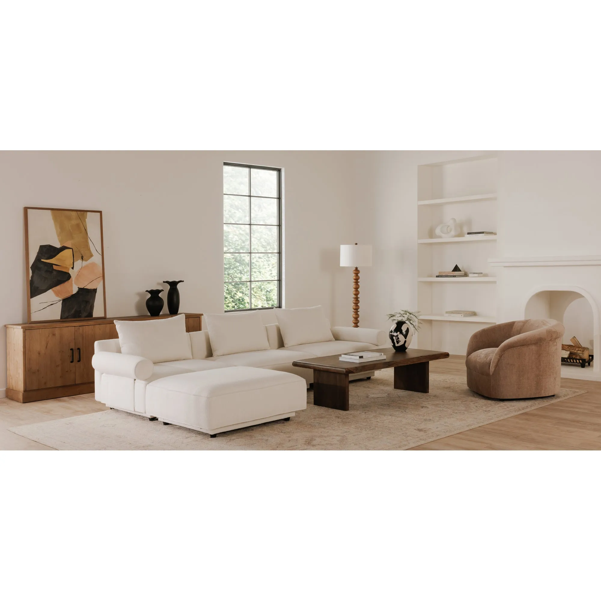 Moe's Home Collection Rosello White Lounge Modular Sectional