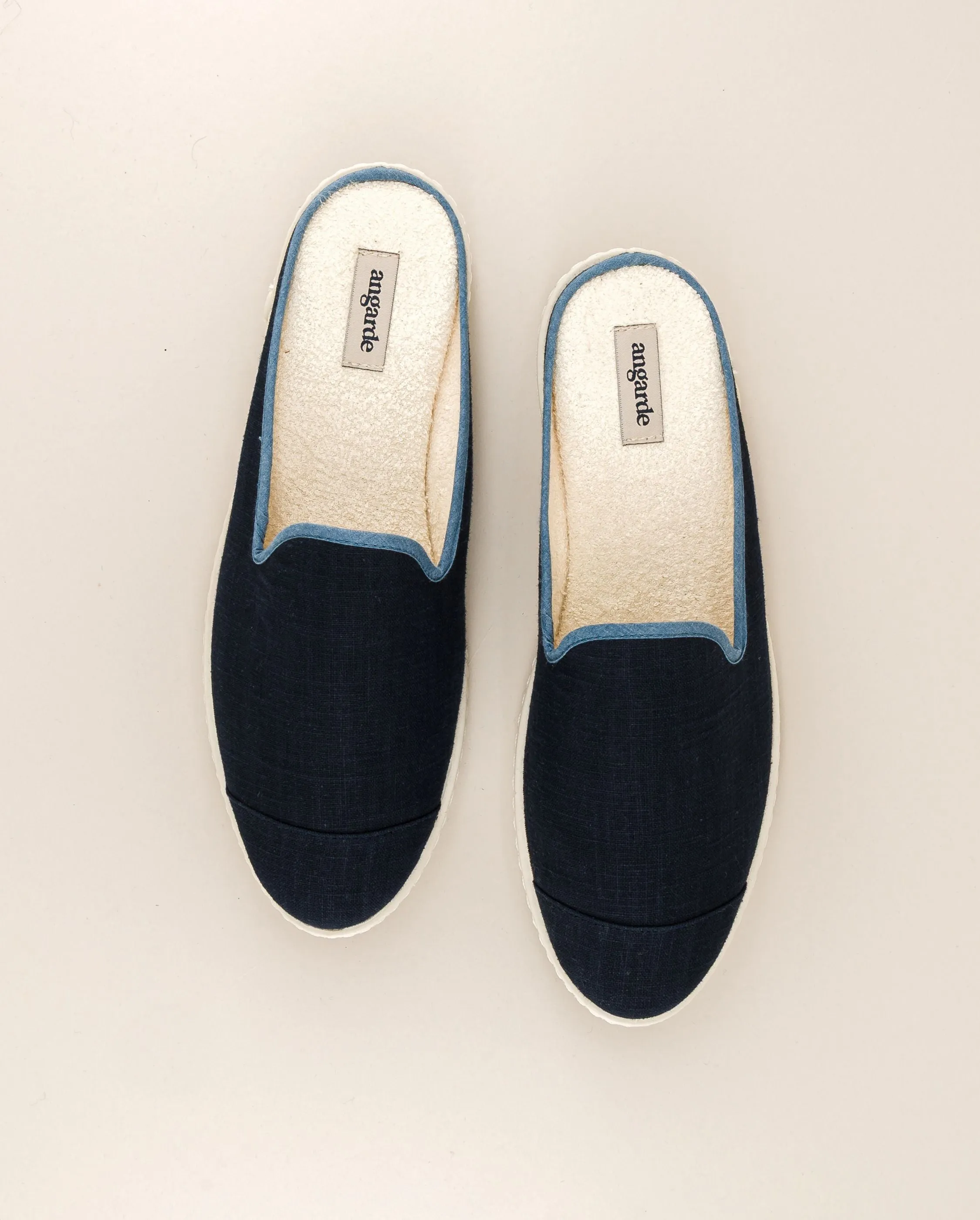 Mule homme lin, marine jean