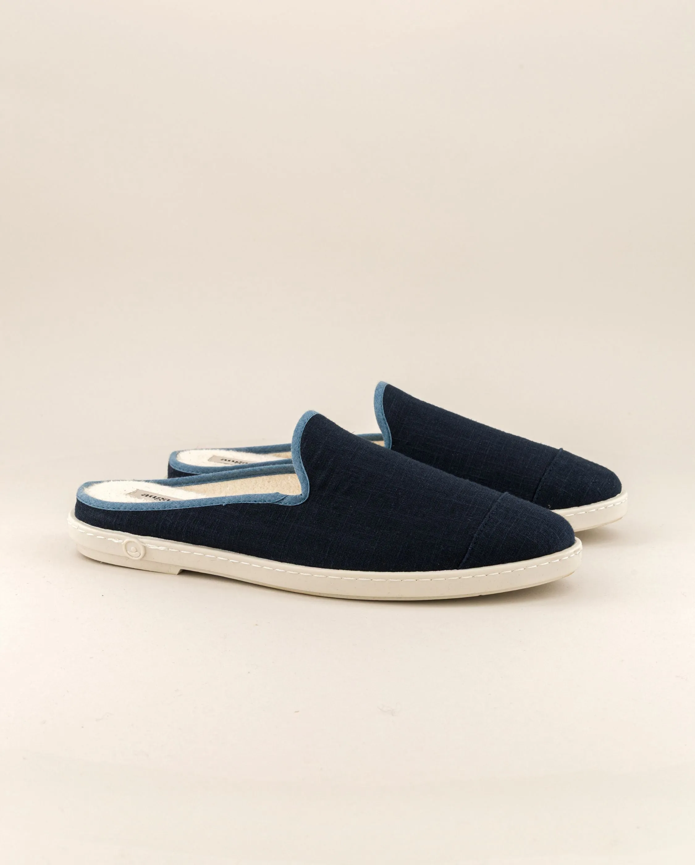 Mule homme lin, marine jean