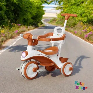 Multifunctional Baby Tricycle with Canopy Safety Handle & Footrest Premium Ride for Kids Orange & White