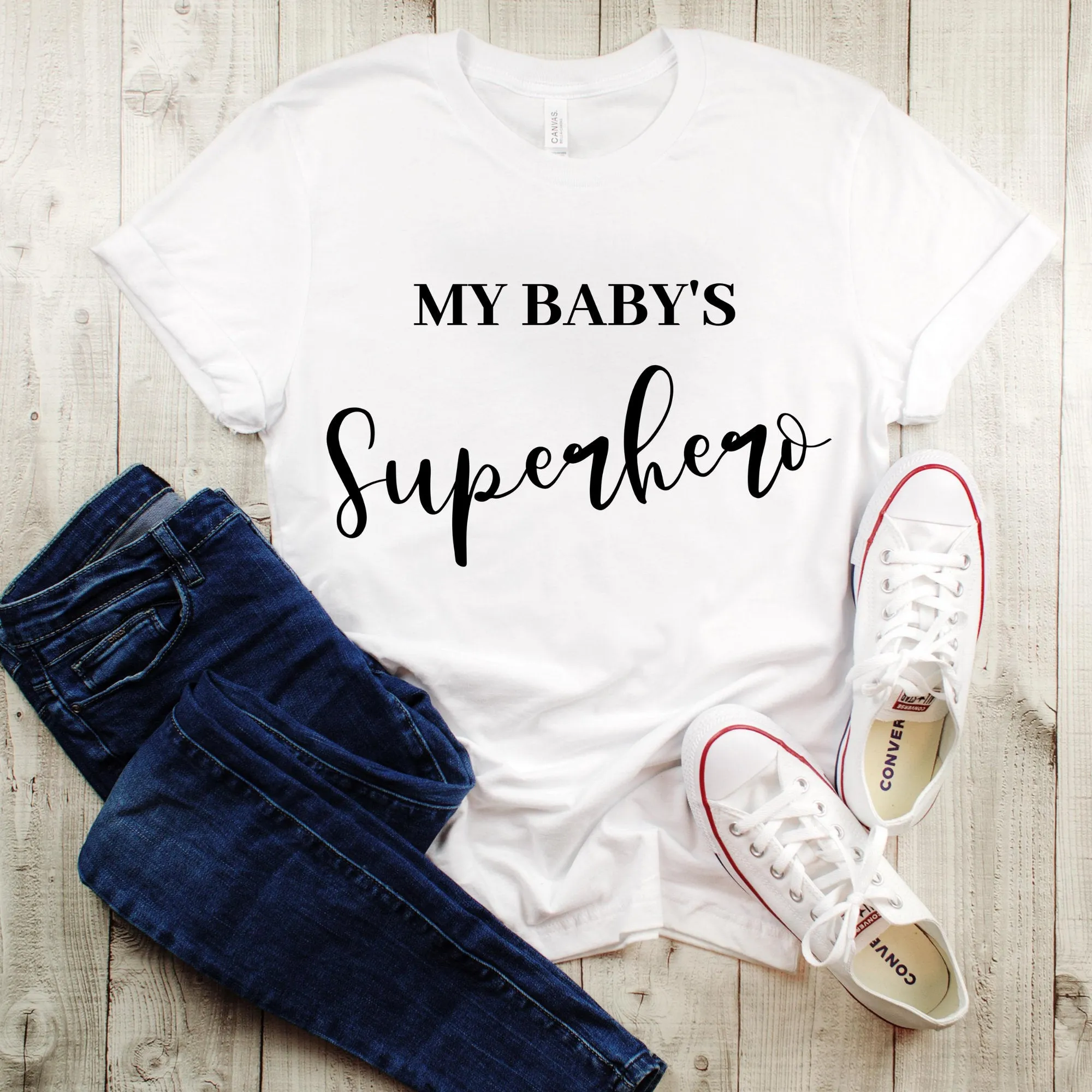 My Babys Superhero Ladies Tee & Your Next Superhero Baby or Toddler Tee Mother Son Matching Shirts Mother daughter Matching Shirts