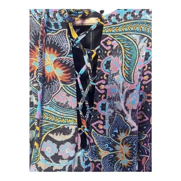 Nanette Lepore Sleeveless Lace-Up Multi-Mixed Animal Print HI Lo Ruffle Maxi