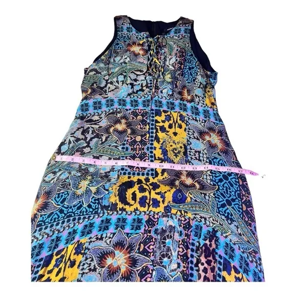 Nanette Lepore Sleeveless Lace-Up Multi-Mixed Animal Print HI Lo Ruffle Maxi