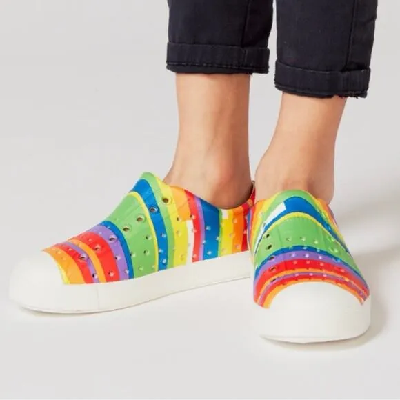 Native Jefferson Rainbow Stripe Slip-Ons NWT PRIDE Sustainable RARE