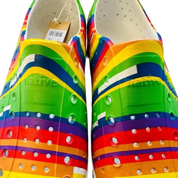 Native Jefferson Rainbow Stripe Slip-Ons NWT PRIDE Sustainable RARE