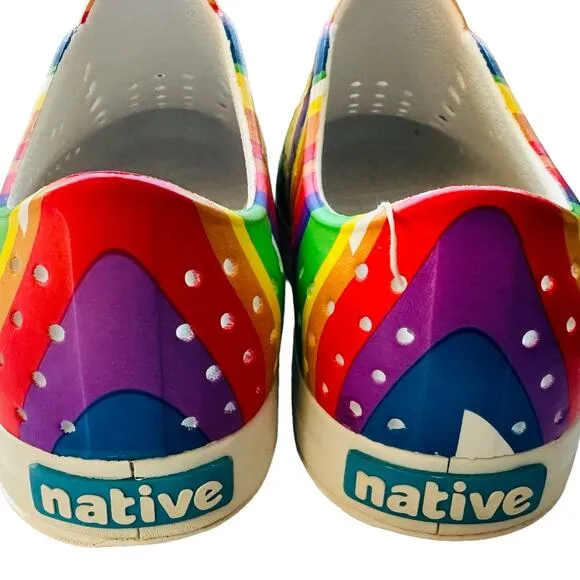 Native Jefferson Rainbow Stripe Slip-Ons NWT PRIDE Sustainable RARE