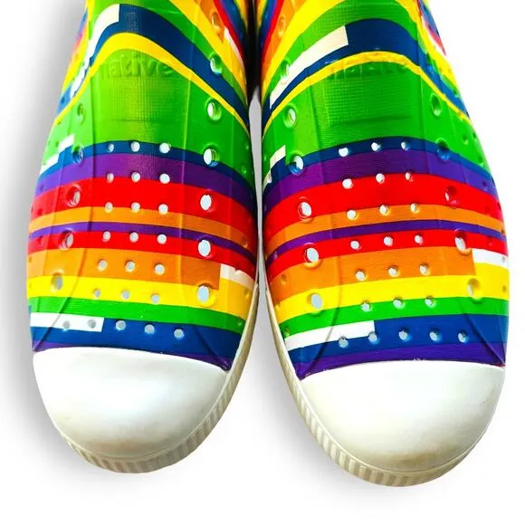 Native Jefferson Rainbow Stripe Slip-Ons NWT PRIDE Sustainable RARE