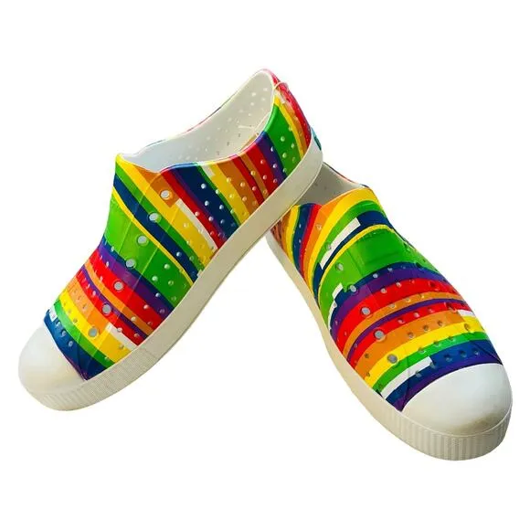 Native Jefferson Rainbow Stripe Slip-Ons NWT PRIDE Sustainable RARE