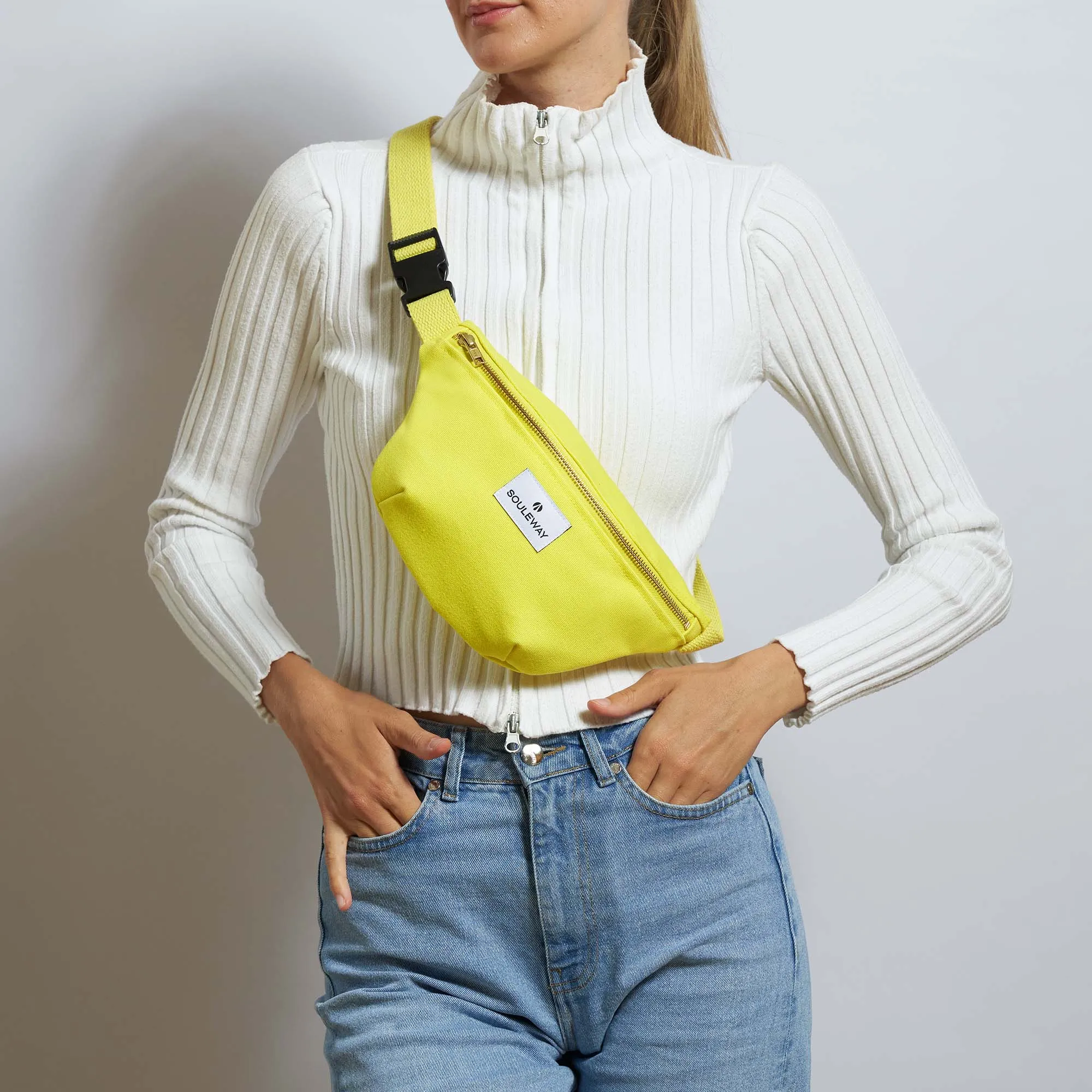 Natural Cotton Canvas Bum Bag | Bright Lemon
