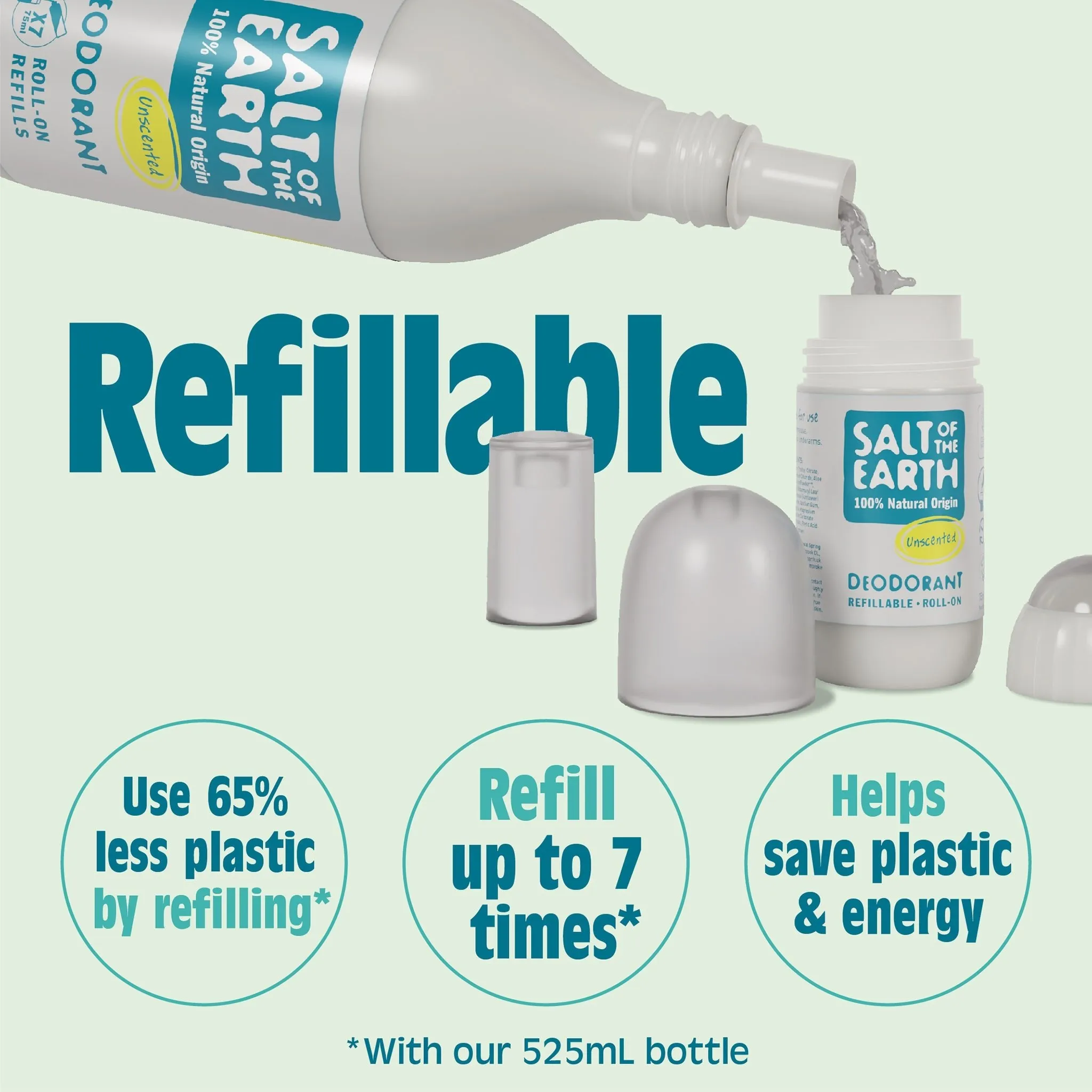 Natural Deodorant Refillable Roll-On | Unscented