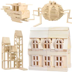Natural WonderBuilders Wooden Blocks - 100 PCS