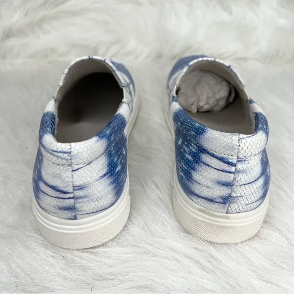 Naturalizer Aileen Slip-ons Blue Multi Tie Dye Leather Sneakers Size 7.5M
