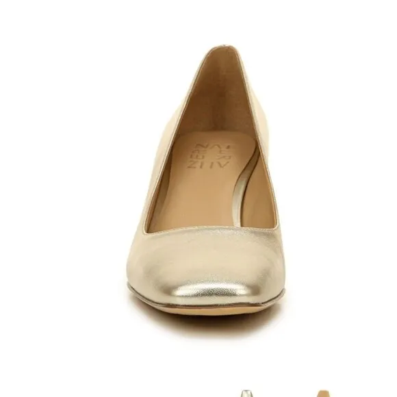 Naturalizer Karina Metallic Leather Block Heel Pumps (Narrow)
