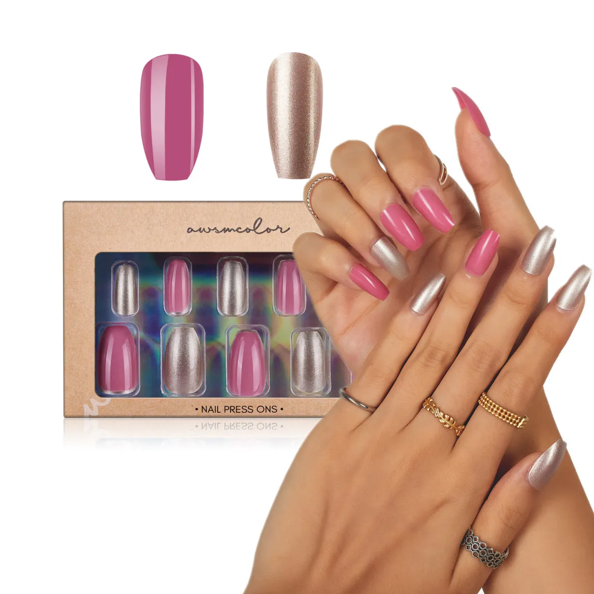 NEW AWSMCOLOR BALLERINA PRESS ONS SHORT LENGTH! ALL IN ONE SET !