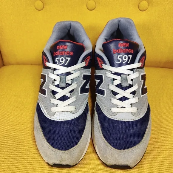 New Balance  597 V1 Gray Red Navy Lace Up Sneakers Casual Men's Shoes Size 10