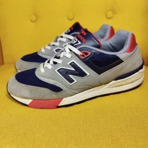 New Balance  597 V1 Gray Red Navy Lace Up Sneakers Casual Men's Shoes Size 10